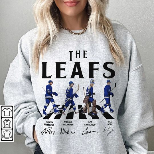 Leafs Walking Abbey Road Signatures Ice Hockey Shirt, Auston Matthews, William Nylander, Max Domi, Samsonov, Toronto Maple Vintage