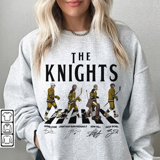 Knights Walking Abbey Road Signatures Ice Hockey Shirt, Mark Stone, Marchessault, Adin Hill, Jack Eichel, Vegas Golden Vintage