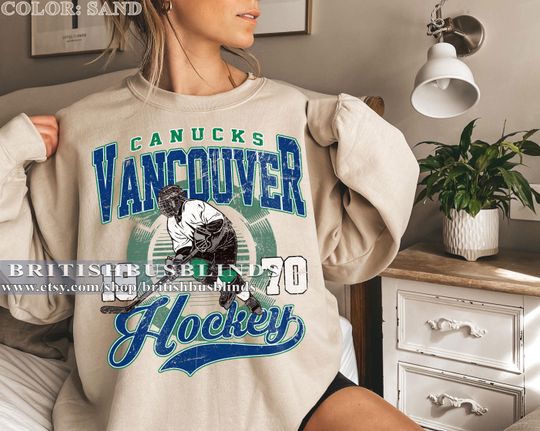 Retro Vancouver Hockey Sweatshirt, Vintage Vancouver Canucks Shirt, Canucks Hockey Sweatshirt, Womens Mens Vancouver Hockey Fan Sweater