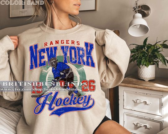 Retro New York Hockey Sweatshirt, Vintage New York Rangers Shirt, Rangers Hockey Sweatshirt, Womens Mens New York Hockey Fan Sweater