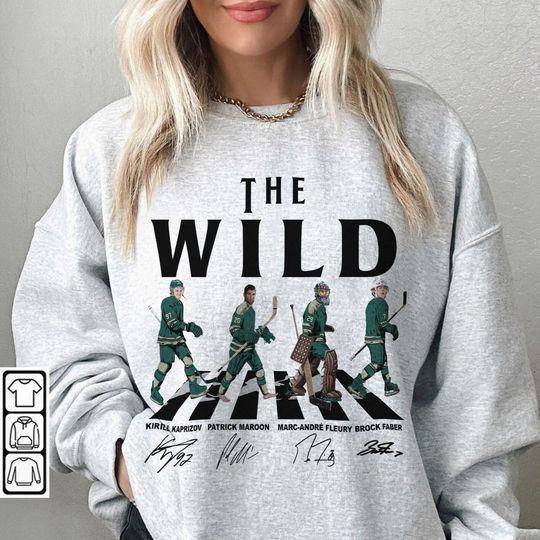 Wild Walking Abbey Road Signatures Ice Hockey Shirt, Kirill Kaprizov, Marc-Andr Fleury, Patrick Maroon, Faber, Minnesota Vintage