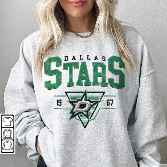 Vintage 90s Dallas Stars Shirt, Crewneck Dallas Stars Sweatshirt, Jersey Hockey Gift For Christmas