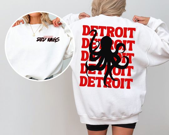Detroit Red Wings Hockey Unisex Crewneck // Red wings/ Detroit Grit / hockey town tshirt / Detroit hockey/red wings png/ hockey mascot top