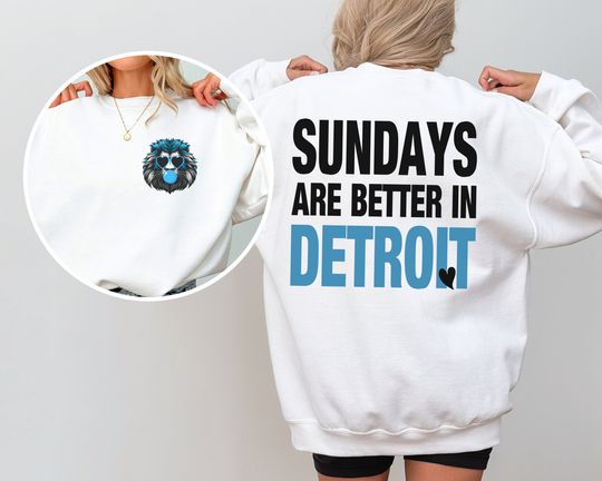 Detroit Lions Football Sundays in Detroit Unisex Crewneck // Football Sweater/ Detroit Grit / Mvp Crewneck / kneecaps will be bit// Detroit