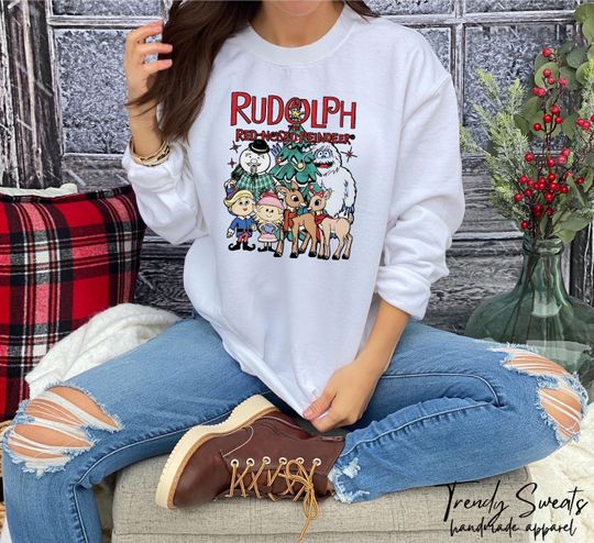 Rudolph The Red Nosed Reindeer Sweatshirt, Women's Christmas Sweater, Xmas Family Sweatshirt, Christmas Party Shirt, Merry Christmas