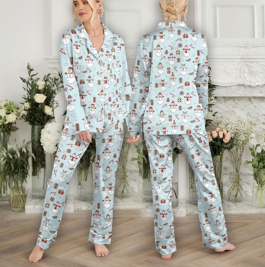 Cute Deer and Snowman Christmas Pajamas for Women, Christmas pajama set women, Two Piece Set Women Sleepwear Set, Christmas Gifts