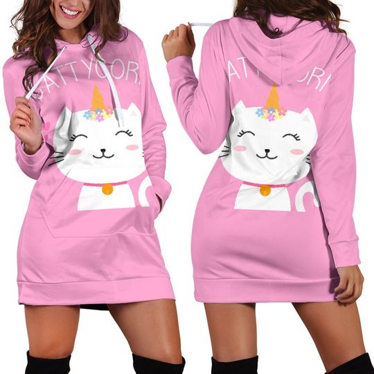Cattycorn | sweatshirt dress | Trendy Hoodies | hoodie dress | best seller dress