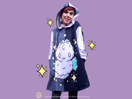 Kawaii Bat Hoodie Dress, Spooky Halloween Oversized Sweatshirt, Pastel Goth Sweater, Creepy Cute Shirt Womens Funny, Harajuku Fashion