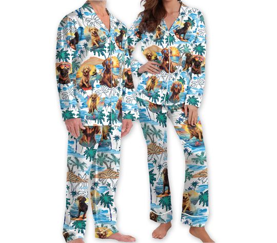Beach Hawaiian Dog Pajamas, Labrador Retriever Tropical Pajamas Set, Dog Pjs Gift for Dog Lover, Labrador Lover Gift for Dog Mom