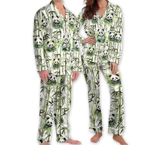 Panda Bamboo Pajamas, Bamboo Grove Pajamas, Holiday Hawaiian Pajamas, Pajama Set Family, Pjs Set for Couple