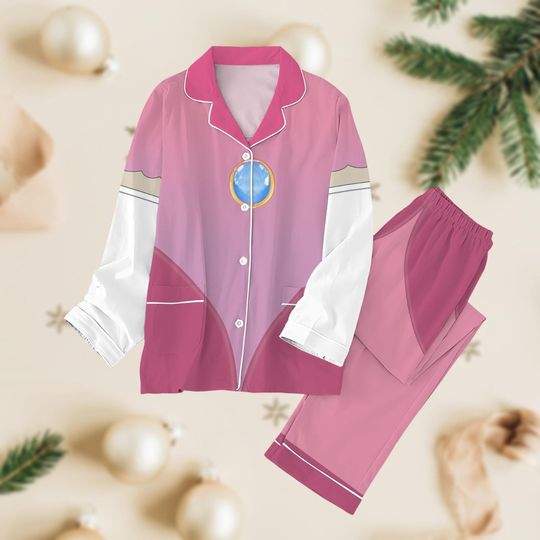 Halloween Princess Peach Thick Pajamas, Cute Peach Girl Xmas Pajamas, Mario Princess Pj Set Pants, Disney Movie Cosplay Pjs For Women