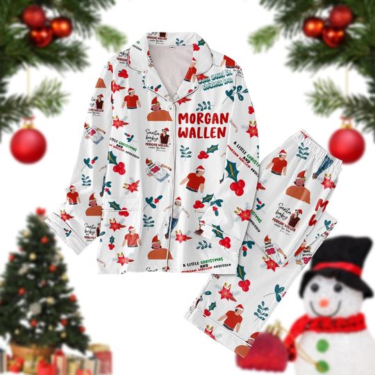M.o.rgan Wallen Christmas Pajamas, Mor.gan Wa.llen Tour Pyjamas, Wallen Xmas Pajamas Family, Cowboy Western Country Music Pj Set For Women