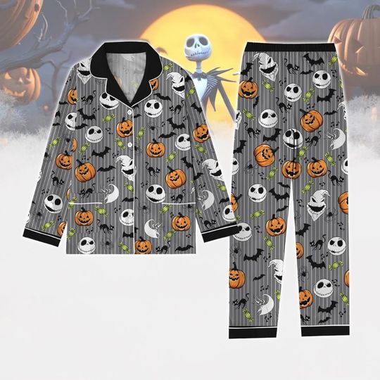 Halloween Jack Skellington Pajamas Set, Nightmare Before Christmas Shirt, Pumpkin King Holiday Pajamas, Oogie Boogie 2024 Shirt
