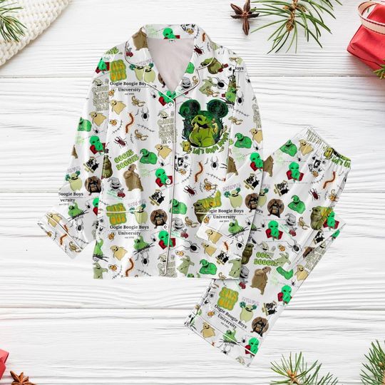 Halloween Oogie Boogie Pajamas, Nightmare Before Christmas Midnight Shirt, Disney Boogie Man Pjs For Women, Disney Matching Pajamas Set