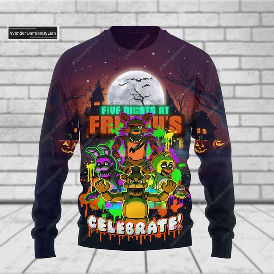 Five Nights at Freddy's Halloween Sweater, Freddy Fazbear Horror Hoodie, Fnaf Video Game Spooky Shirt, Five Nights At Freddy Game Tee