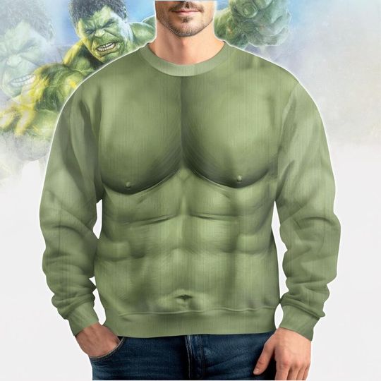 Hulk Ugly Christmas Sweater, Halloween Hulk Costume Shirt, Super Hero Sweatshirt, Hulk Cosplay Xmas Shirt, Christmas Sweater For Men