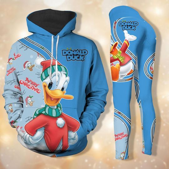 Christmas Donald Duck Hoodie Legging, Donald Shirt, Disney Donald Women Pants, Mickey Christmas Sweatshirt, Holiday Xmas Party Shirt