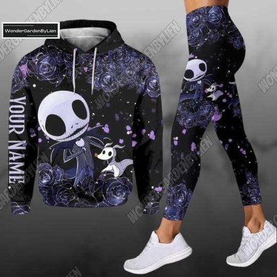 Custom Jack Skellington Hoodie, Jack Skellington Leggings, Nightmare Before Christmas, Yoga Pants Women, Gift For Mom, Gym Leggings
