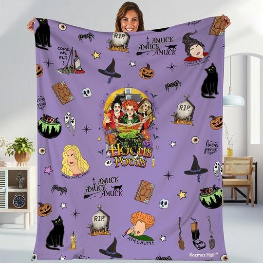 Hocus Pocus Halloween Witch Blanket, Hocus Pocus Movie Blanket, Sanderson Sisters Blanket, Horror Movie Blanket, Funny Witch Gifts Blanket
