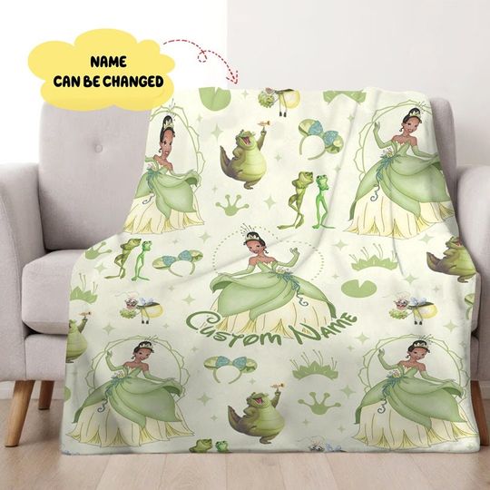 Custom Name Tiana Princess Blanket, Personalized Princess Blanket, Princess Birthday Girls Gifts Blanket, Magic Kingdom Characters Blanket