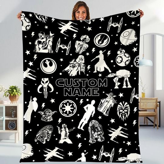 Personalized Starwars Blanket, Galaxy War Blanket, Custom Name Starwars Blanket, Starwars Birthday Gift Blanket, Monogram Fleece Blanket