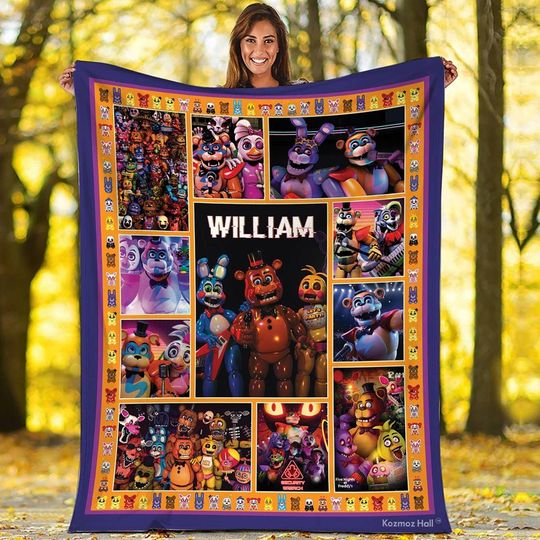 Personalized Five Nights At Freddy Blanket | Freddy Fazbear Bonnie Chica Foxy Blanket | Fnaf Fleece Blanket Throw Blanket For Bed Couch Sofa