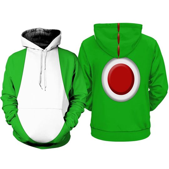 Mario Yoshi Full Over Print 3D Hoodie, Super Mario Yoshi Halloween Shirt, Mario Bros Video Game Hoodie, Halloween Cosplay Hoodie