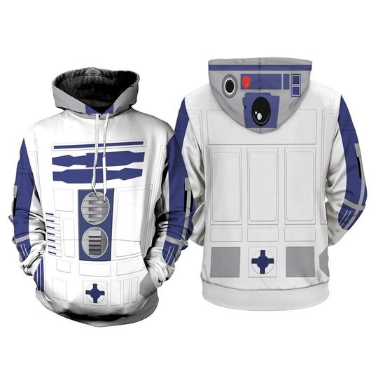 R2D2 Suit Full Over Print 3D Hoodie, Darth Vader R2D2 Cosplay , Starwars Galaxy Edge Hoodie, Halloween Cosplay Tshirts