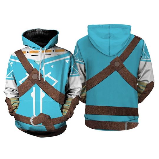 The Legend Of Zelda Link Full Over Print 3D Hoodie, The Legend Of Zelda Halloween Cosplay, Zelda Video Game Hoodie