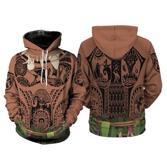 Moana Maui Full Over Print 3D Hoodie, Moana Maui Halloween Cosplay Shirt, Moana Movie Disneyland Magic Kingdom Halloween Hoodie