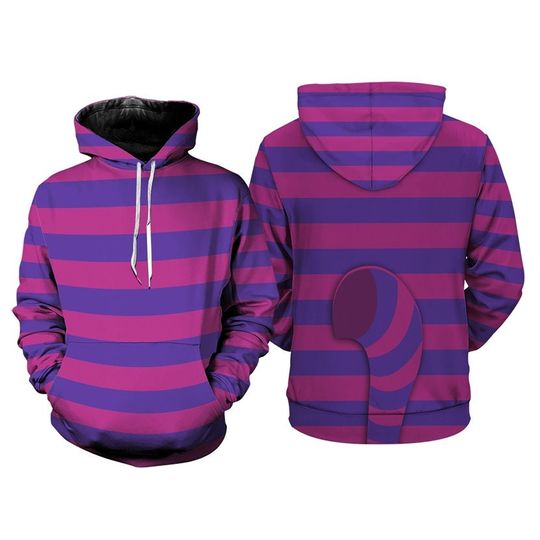 Cheshire Cat Full Over Print 3D Hoodie, Alice in Wonderland Halloween Cosplay Shirt, Cat Halloween Magic Kingdom Halloween Hoodie