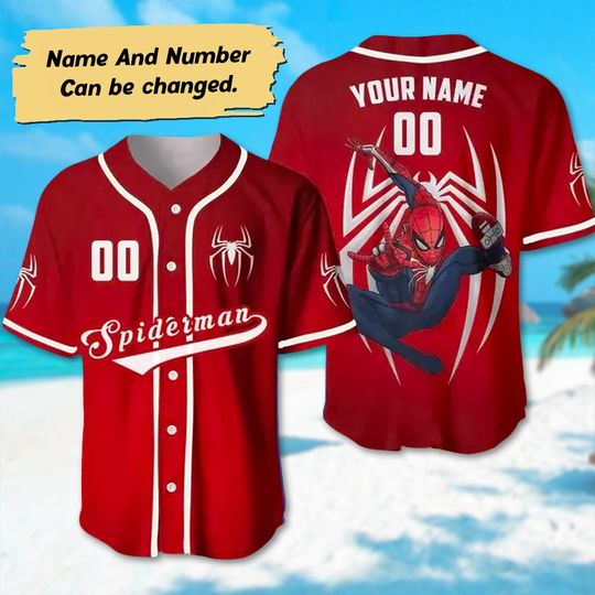 Personalized Spiderman Baseball Jersey, Superhero Jersey Team, Hero Jersey Gift, Spider-Man Baseball Team Outfit, Spidey Gift For Kid