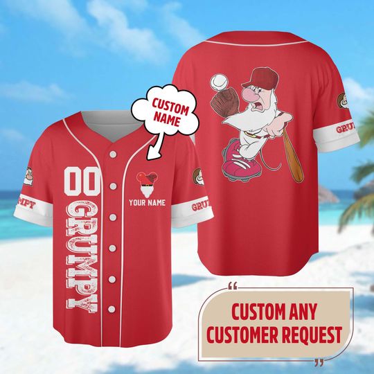Personalized Grumpy Baseball Jersey, Snow White And Seven Dwarfs Basketball Jersey, Grumpy Men Shirt, Magic Kingdom Tee, Kid Birthday Gift