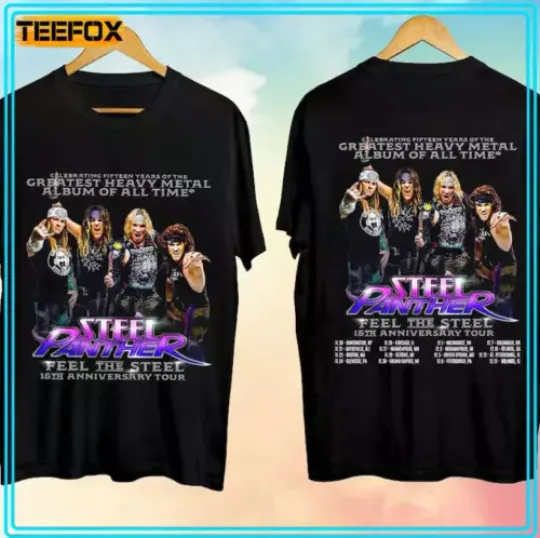 Steel Panther – Feel the Steel 15th Anniversary Tour 2024 Concert T-Shirt