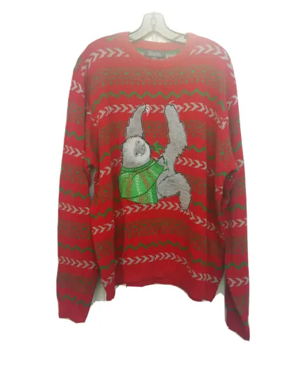Ugly Sloth Christmas Sweater XXL Office Holiday Party Festive Zoom Meeting Bonus