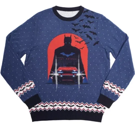 Small (UK) Batman Ugly Christmas Xmas Jumper Sweater by Numskull - Gotham City