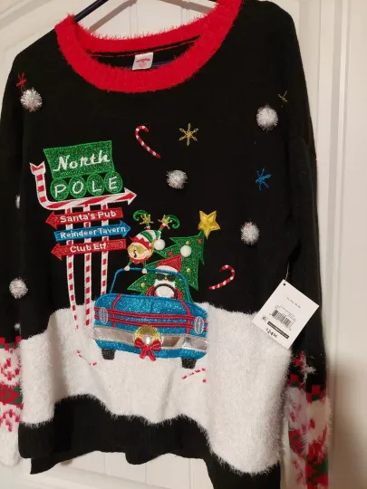 Holiday Time Womens North Pole Ugly Christmas Sweater XL/XG