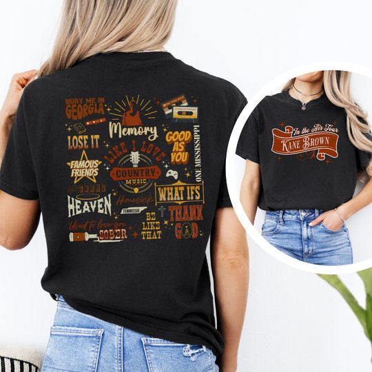 Kane Brown In the Air Tour Set List Country Music Tee Country Concert Tee Western Shirt Cowboy Tee Rodeo Fashion Concert Set List Cool Gift