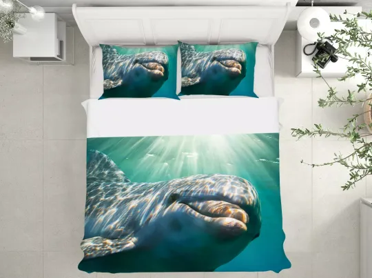 3D Dolphin N1577 Animal Bed Pillowcases Quilt Duvet Cover Queen King Fay