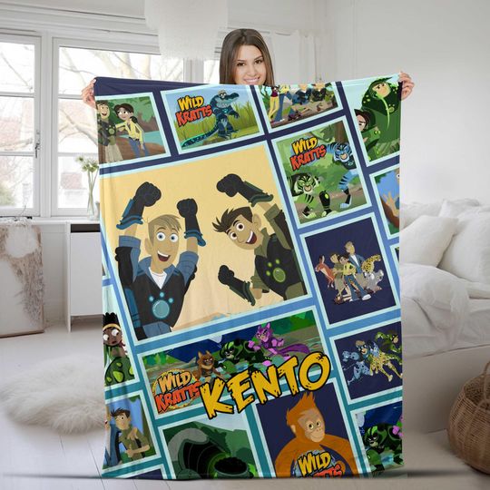 Wild Kratts Fleece Blanket | Kratt Brothers Blanket | Wild Kratts Cartoon Blanket For Bed Couch Sofa