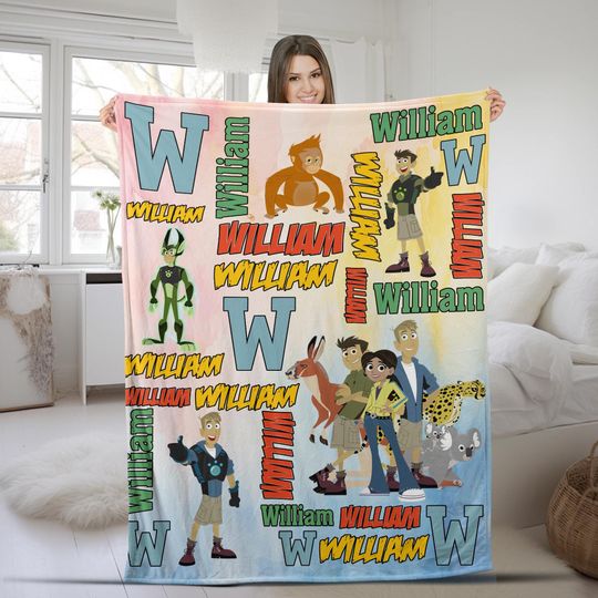 Personalized Wild Kratts Velvet Blanket/Custom Name Wild Kratts Blanket/Wild Kratts Cartoon Blanket/Christmas Gift/Birthday Gifts