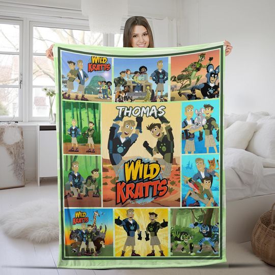 Personalization Wild Kratts Fleece Blanket, Wild Kratts Blanket, Wild Kratts Party, Christmas Gifts, Birthday Gifts For Kids