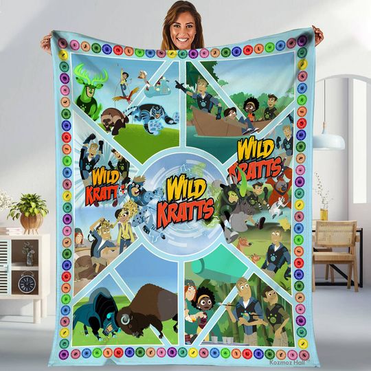Wild Kratts Fleece Blanket | Kratt Brothers Blanket | Wild Kratts Cartoon Blanket for Bed Couch Sofa