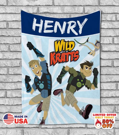 Custom Wild Kratts Quilt Fleece Blanket, Wild Kratts Cartoon Blanket, Wild Kratts Party birthday theme, Halloween Gifts,Christmas