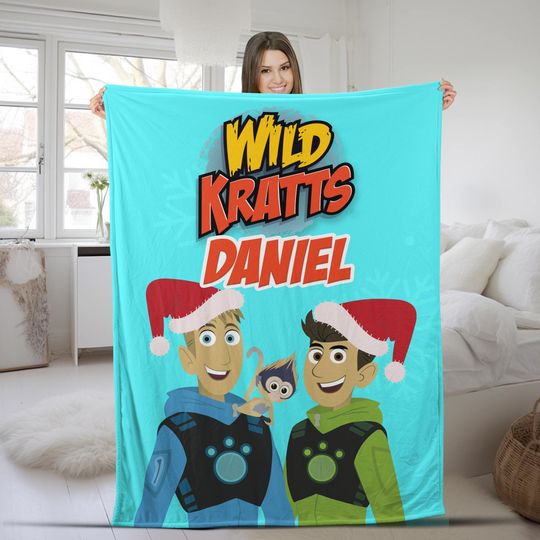 Wild Kratts Fleece Blanket, Kratt Brothers Blanket, Wild Kratts Cartoon Blanket for Bed Couch Sofa