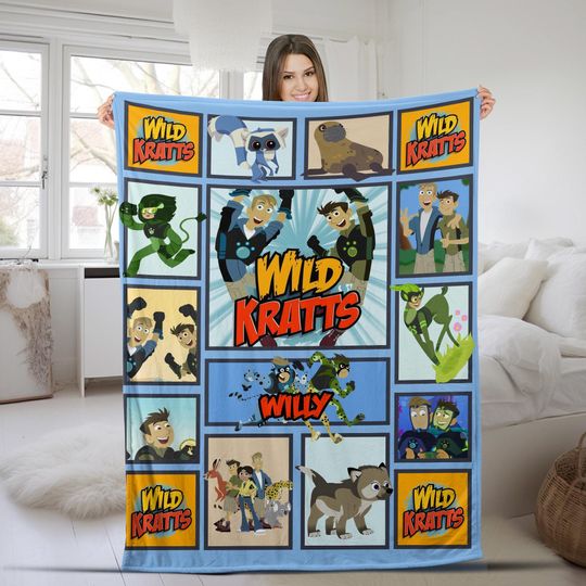 Wild Kratts Velvet Blanket, Personalized Wild Kratts Blanket, Wild Kratts Cartoon Blanket, Christmas Gift, Birthday Gifts