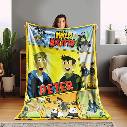 Personalized Wild Kratts Velvet Blanket/Custom Name Wild Kratts Blanket/Wild Kratts Cartoon Blanket/Christmas Gift/Birthday Gifts