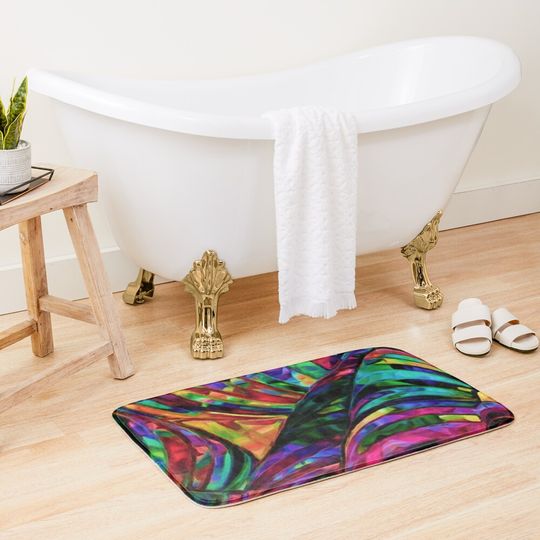 Stained Glass Jewel Tone Patterned Photograph Bath Mat