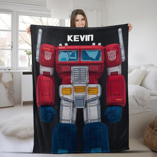 Custom Transformer Blanket/Personalized Robot Blankets/Boy Bed Room Blanket/Transformer Blanket/Auto Bots Birthday Blanket