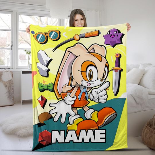 Custom Sonic The Hedgehog Blanket/Personalized Hedgehog Minky Sherpa Blanket/Custom Name Blanket/Sonic Blanket/Birthday Blanket
